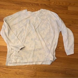 Light Blue/ White Tie Dye Long Sleeve Pocket Tee